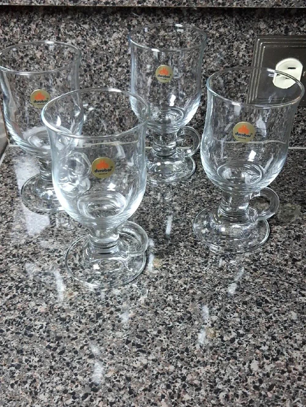 Dansk MCM Clear Glass Irish Coffee Mugs Set (4) New In Box